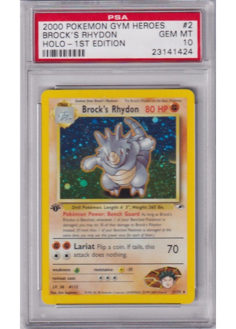 Brock's Rhydon PSA 10 - Gradede pokemon kort på Pokemons.dk