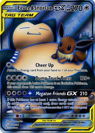 その他 Pokemon Eevee & Snorlax GX 171/181 Eevee & Snorlax-GX - 171/181 - Pokemon enkeltkort fra S&M Team Up