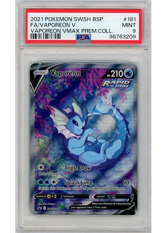 Vaporeon V PSA 9 - Gradede pokemon kort på Pokemons.dk