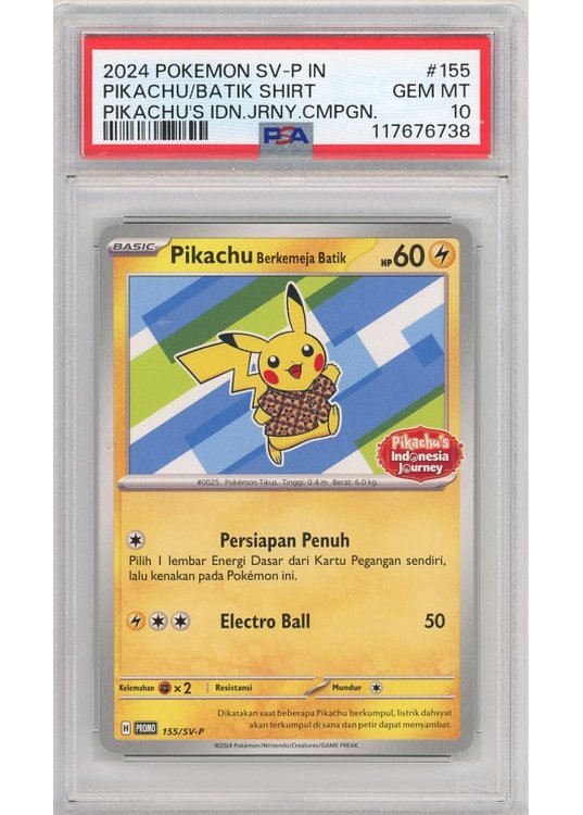 Pikachu Berkemeja Batik PSA 10 - Gradede pokemon kort på Pokemons.dk